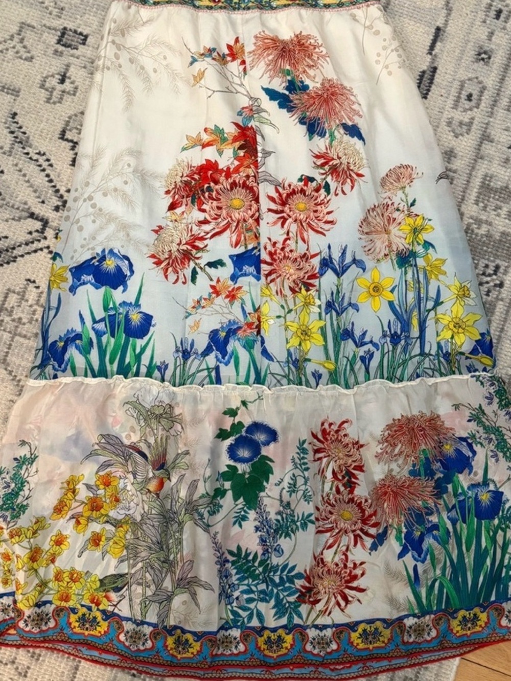 Johnny Was Cream Maxi Skirt with Multicolor Floral Border - Picture 7 of 7